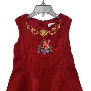 Disney Elena of Avalor Red Velvet Embroidered Dress Girls‎ Size 4 NWT